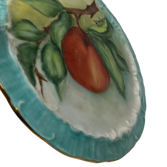 Vintage Plate Botanical Apple Hand Painted Ceramic Signed R. Anderson - Picture 9 of 9